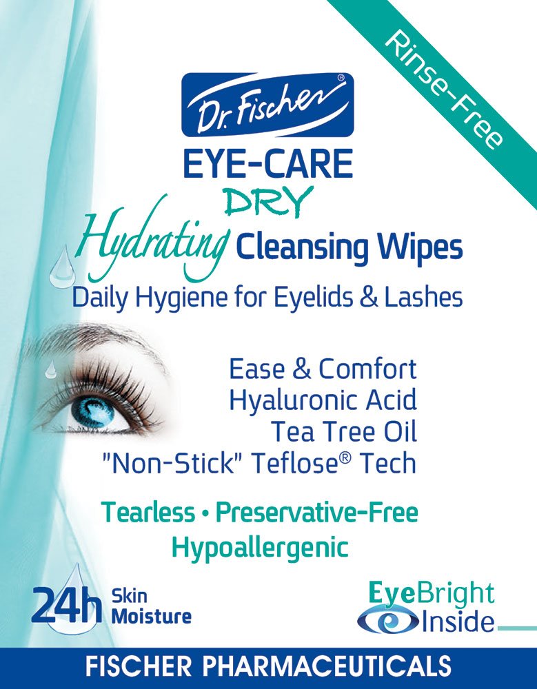 Dr. Fischer Eye Wipes for Dry and Red Eyes, Eyelid Wipes for People