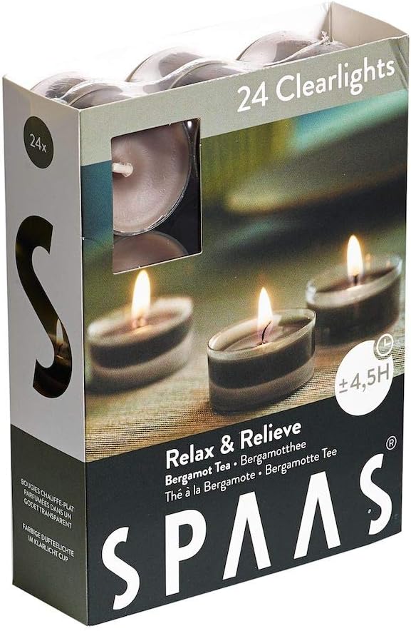 Morning Breeze Scented Tealights - Spaas 24 Clear Cup Candles, 4.5 Hour Burn Time
