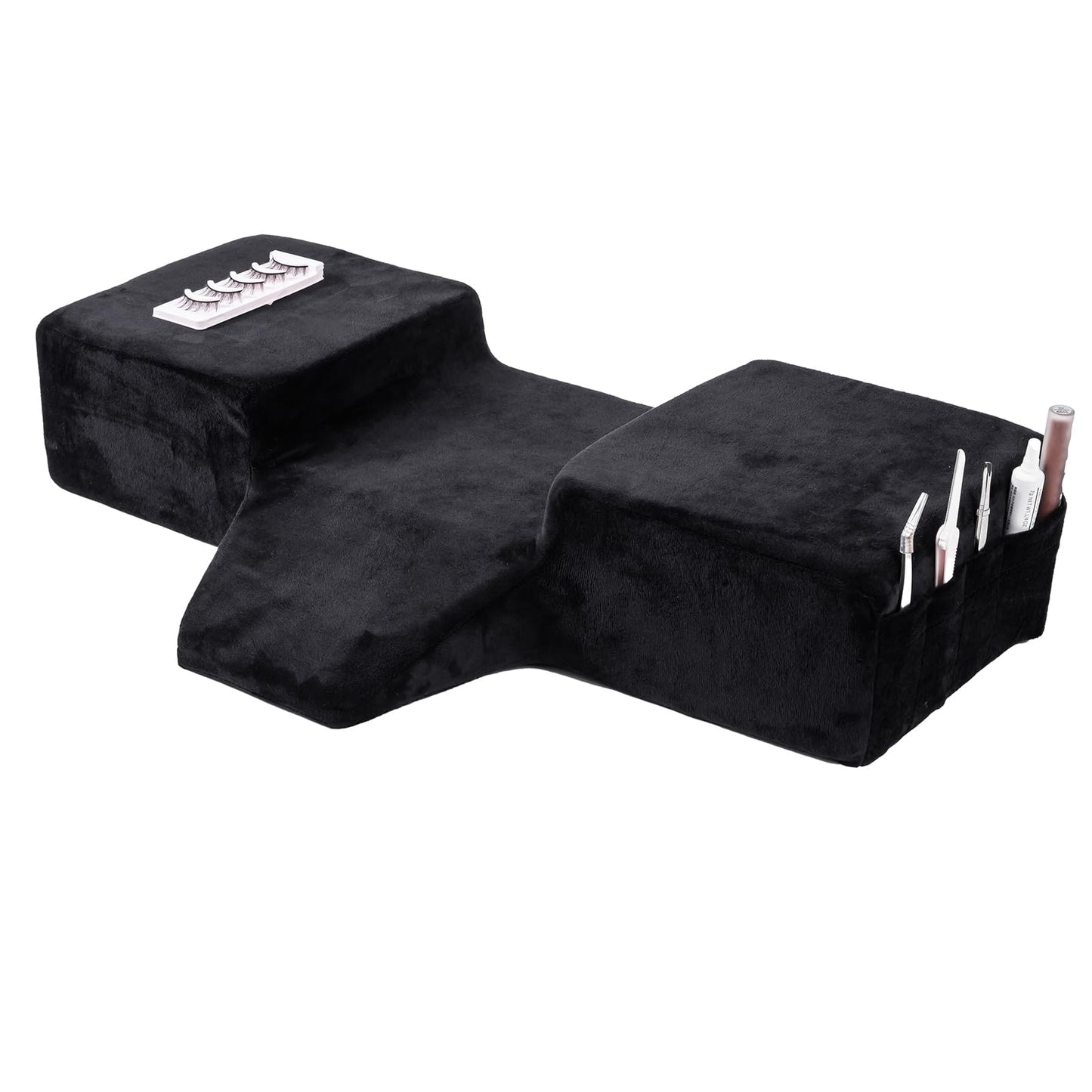 Sankell Beauty Salon Lashing Pillow,Comfortable Velvet Memory Foam Eyelash Extension Pillow,Ergonomic Neck Pillow,Protect The Neck When Used for Lash Extension Grafting Make Up(Black)
