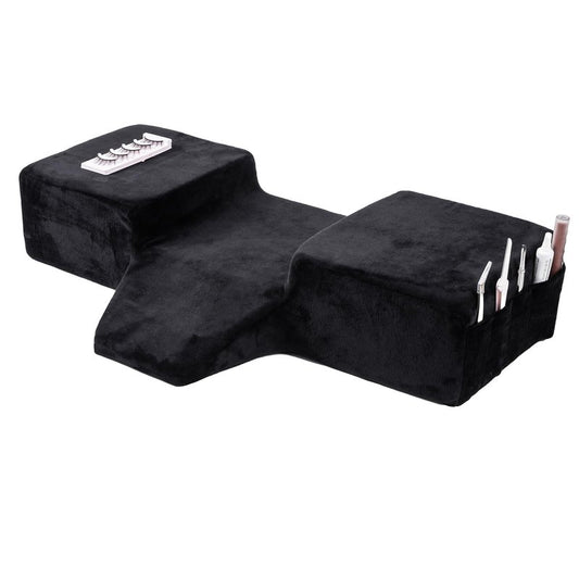 Sankell Beauty Salon Lashing Pillow,Comfortable Velvet Memory Foam Eyelash Extension Pillow,Ergonomic Neck Pillow,Protect The Neck When Used for Lash Extension Grafting Make Up(Black)