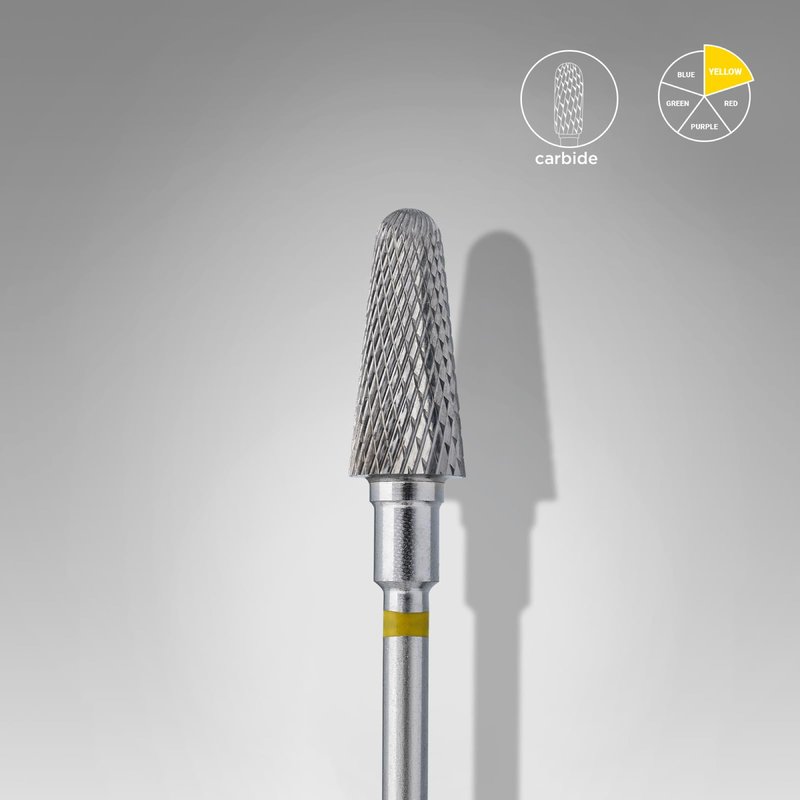 STALEKS PRO Expert Carbide Nail Drill Bit (Frustum, Yellow, 6mm Head / 14mm WP) – Very Soft Hardness for Delicate Artificial Nail & Skin Processing in Hardware Manicure/Pedicure