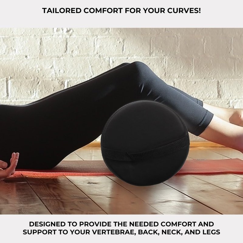 Jumbo Full Round Bolster Pillow - Oil & Stain-Resistant for Massage & Yoga | Black, 9” R x 26” L