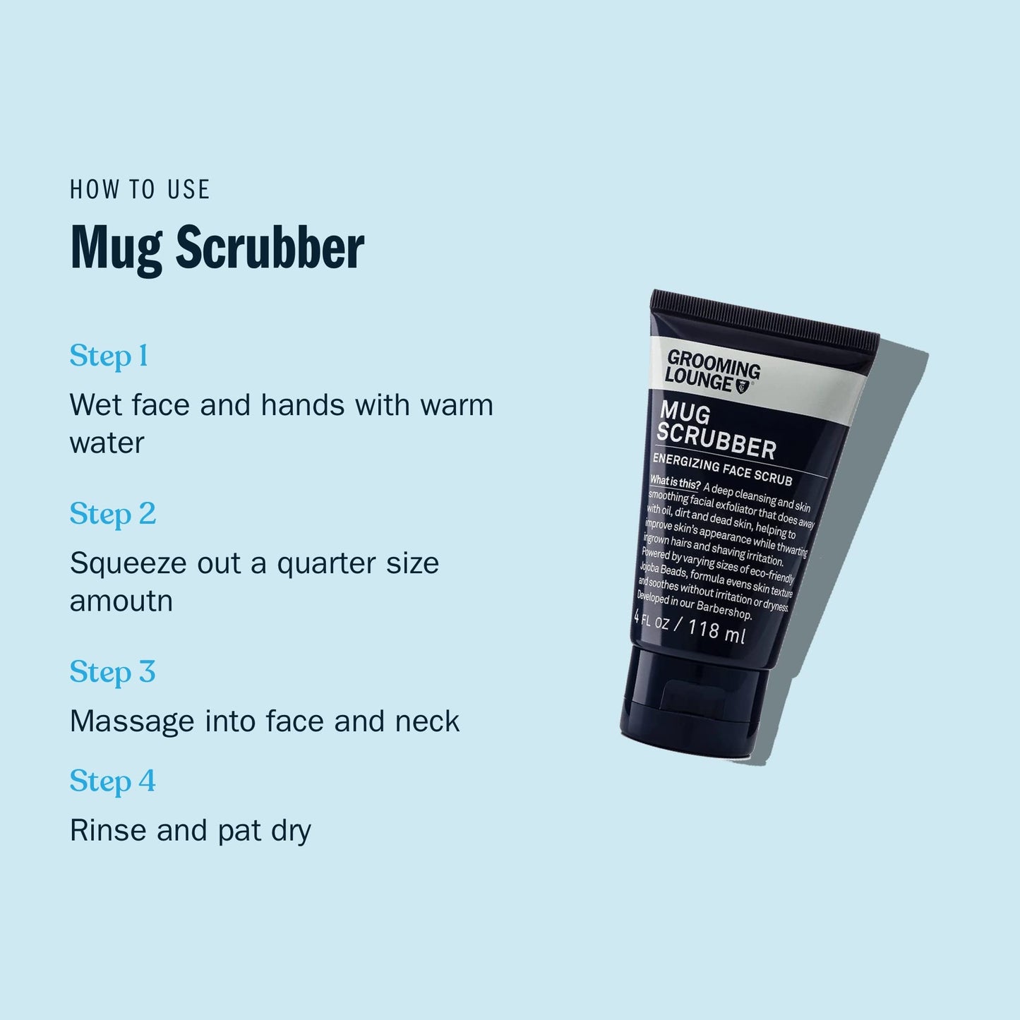 Grooming Lounge Mug Scrubber Face Scrub - Provides Safe and Gentle Exfoliation - Extracts Dug in Dirt and Oil - Uproots Ingrown Hairs - Improves Skin Softness and Appearance - Cruelty Free - 4 oz
