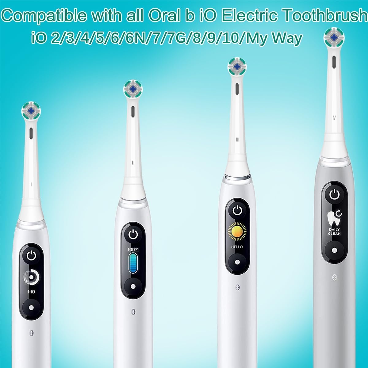 Oral-B iO Replacement Toothbrush Heads - Compatible with iO Series 2-10 | 8-Pack, White