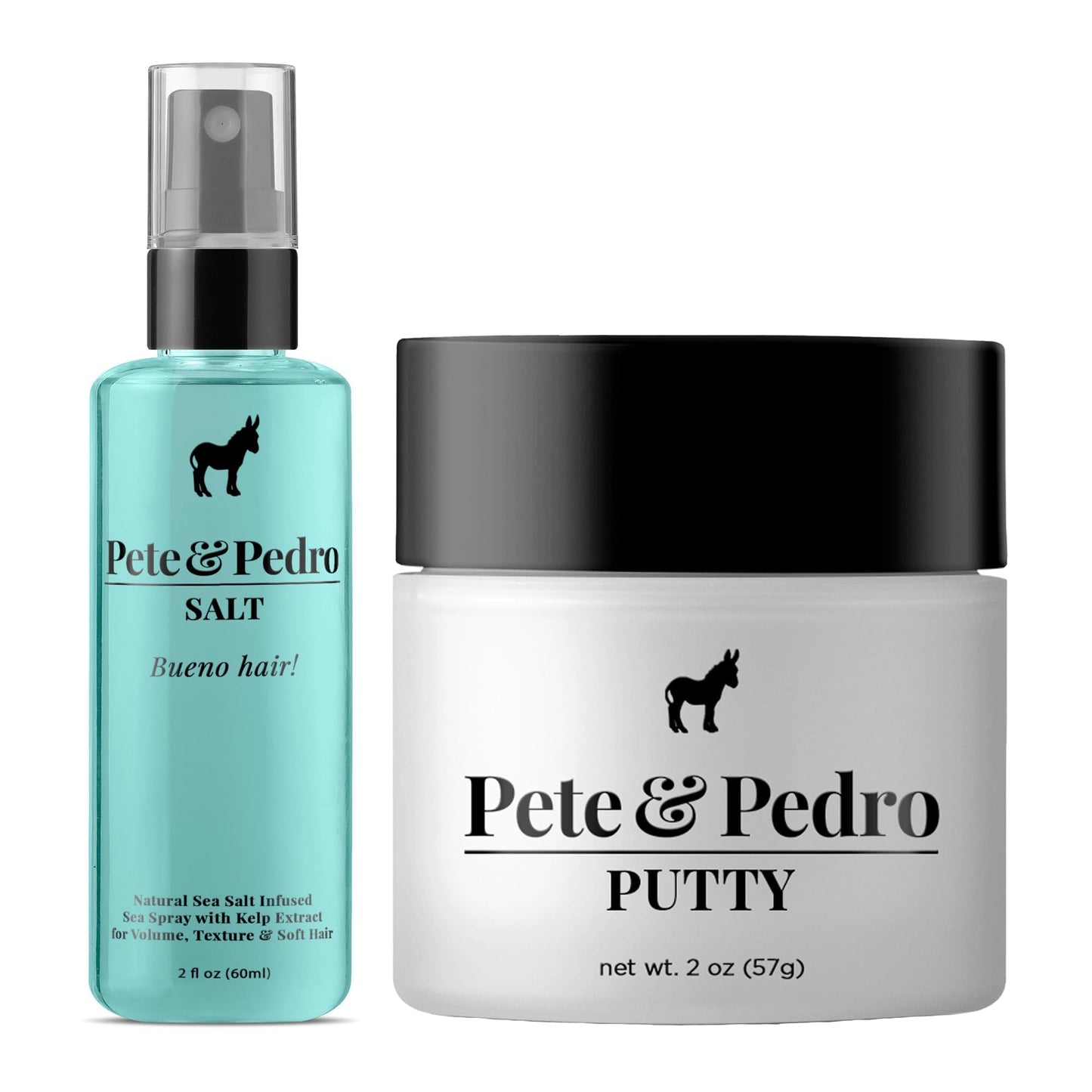 Pete & Pedro Natural Sea Salt Spray 2 oz. & Hair Putty 2 oz. Combo - Adds Instant Volume, Texture, & Thickness | High Hold, Matte Finish Hair Clay for Easy Men’s Hairstyling