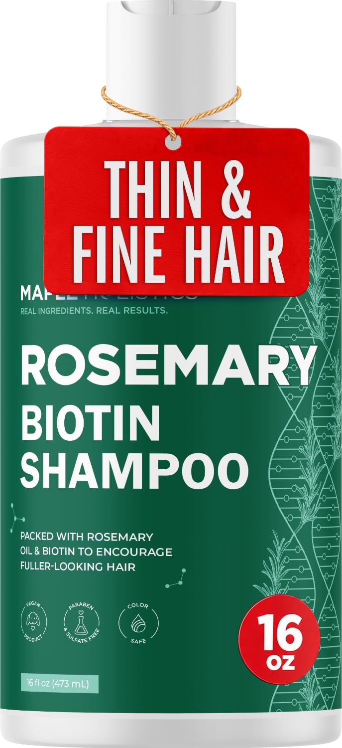 Volumizing Biotin and Rosemary Shampoo - Vegan Rosemary Biotin Shampoo for Thinning Hair for Women and Men with Nourishing B Vitamins & Tea Tree Oil - Paraben Silicone & Sulfate Free (16 Fl Oz)
