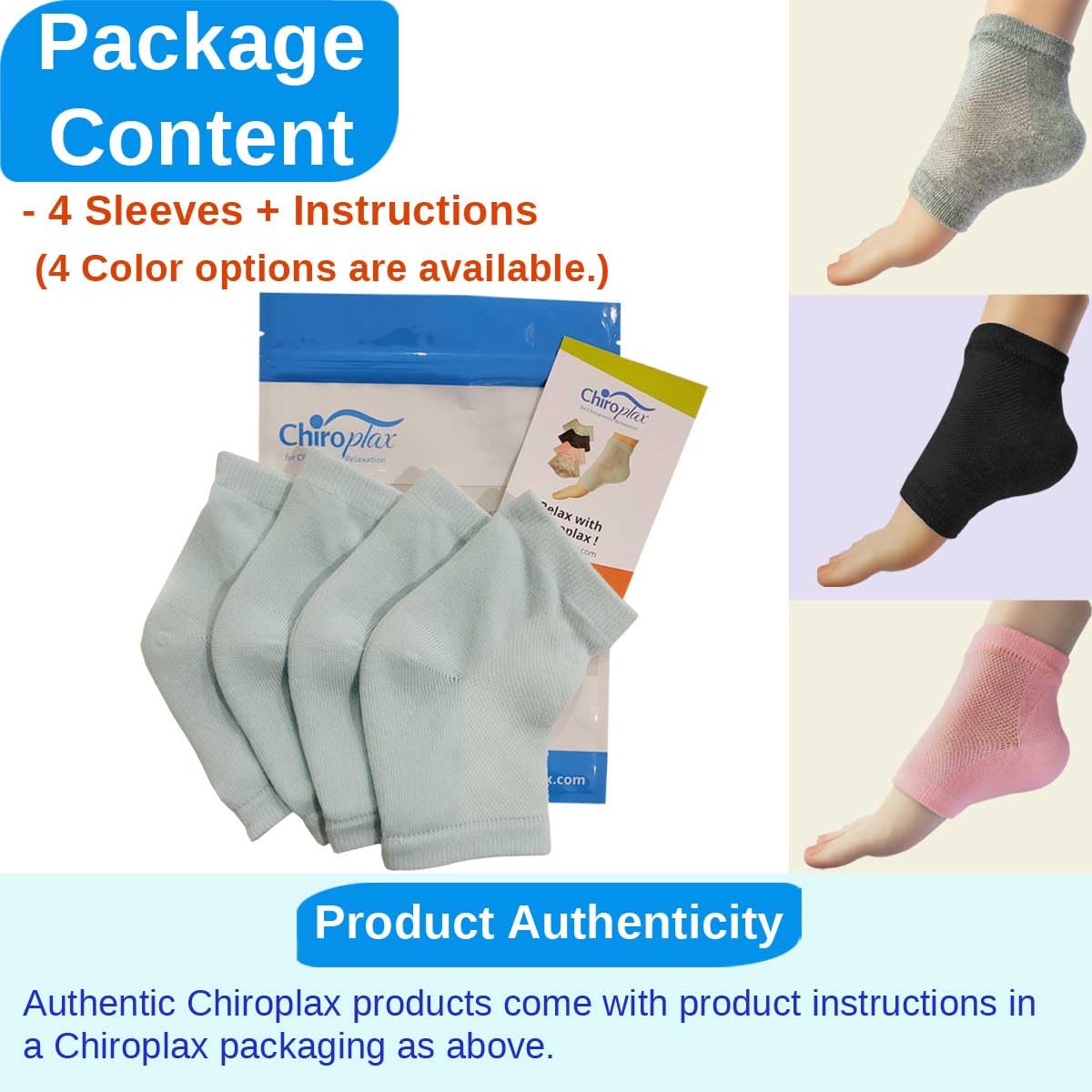 Chiroplax Vented Moisturizing Socks for Dry Cracked Heels Feet Treatment Gel Lined Spa to Repair Heal Soften Calluses Overnight, 2 Pairs (Gray)