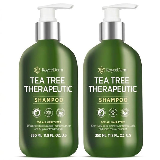 Roycederm Tea Tree Shampoo, Anti-Dandruff Clarifying Scalp Care for Dry, Itchy & Flaky Scalp, Helps Control Dandruff, Flaking & Scaling, For All Hair Types, Paraben Free & Sulfate Free, 2 Pack