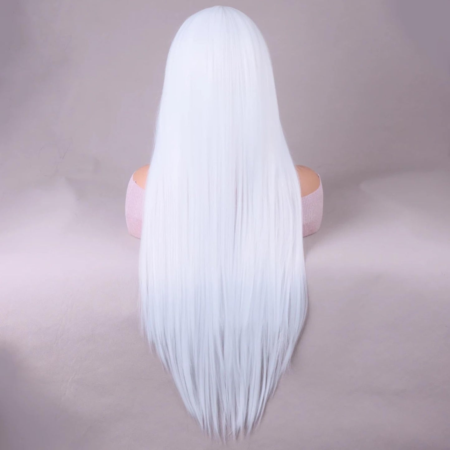 WTHCOS Long Black Wigs for Women Girls Long Straight Wig With Oblique Bangs Black Wig Heat Resistant Synthetic Wigs for Cosplay Costume Party