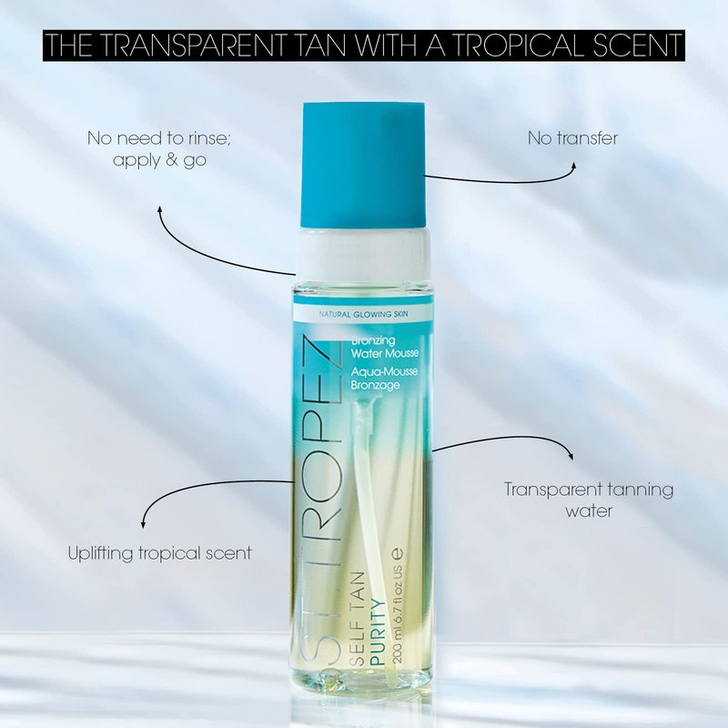 St.Tropez Self Tan Purity Bronzing Water Tanning Mousse for Clear Tan with Streak-Free Finish, Vegan, Natural & Cruelty-Free