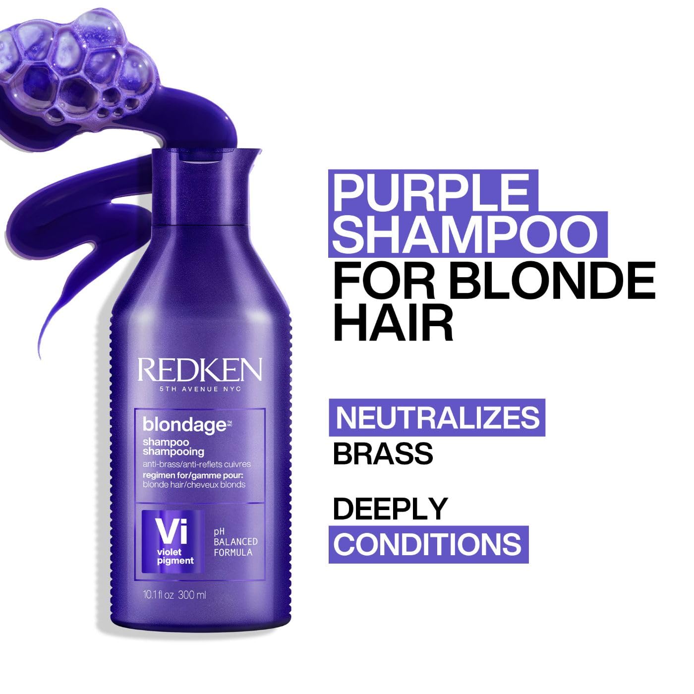 Redken Blondage Purple Shampoo and Conditioner Set For Blonde & Highlighted Hair - Neutralizes Brass & Moisturizes Hair With Pure Violet Pigments, Color Depositing, 10.1 Fl Oz (Pack of 2)
