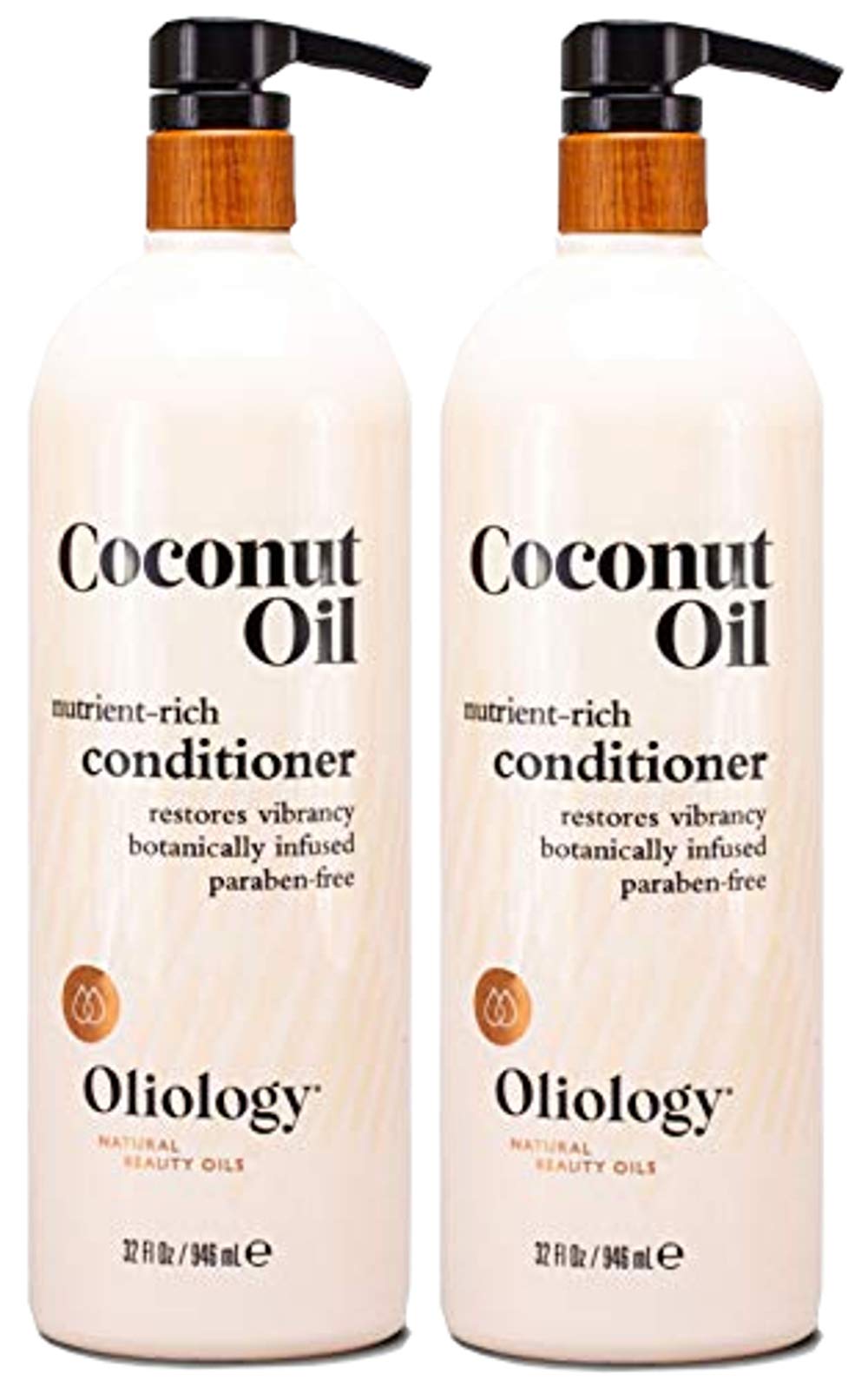 Oliology Coconut Oil Conditioner - Natural Coconut Oil Conditioner Helps Restore Damaged, Lifeless Hair | Provides Intense Shine | Restores Lost Moisture | & Paraben Free (32 oz/2 Pack)