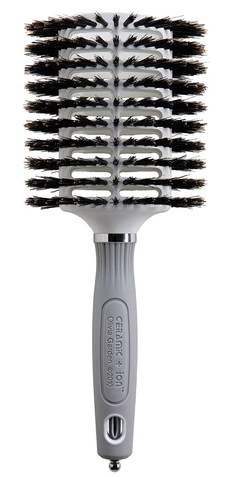 Olivia Garden Ceramic and Ion Turbo Vent 100% Boar Bristle Hair Brush with Sectioning Pick - Oval 3 1/2" x 2 1/2" (CITV-BROVL)