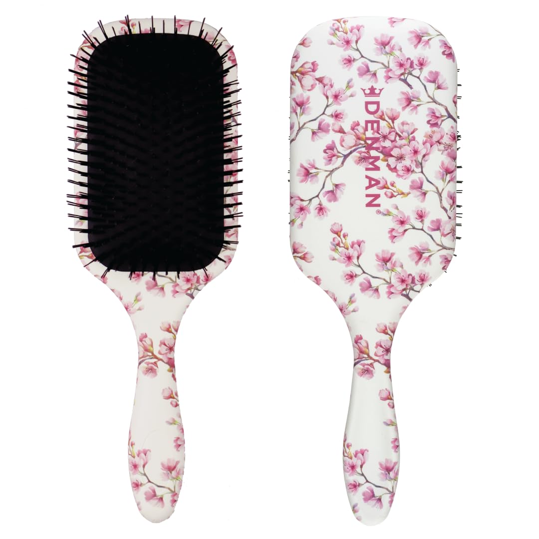 Denman Ultimate Detangling Hair Brush - Wet & Dry Detangler Brush for Long Hair, Wigs & Extensions - Ideal Hair Brushes for Women and Men, D90L Cherry Blossom