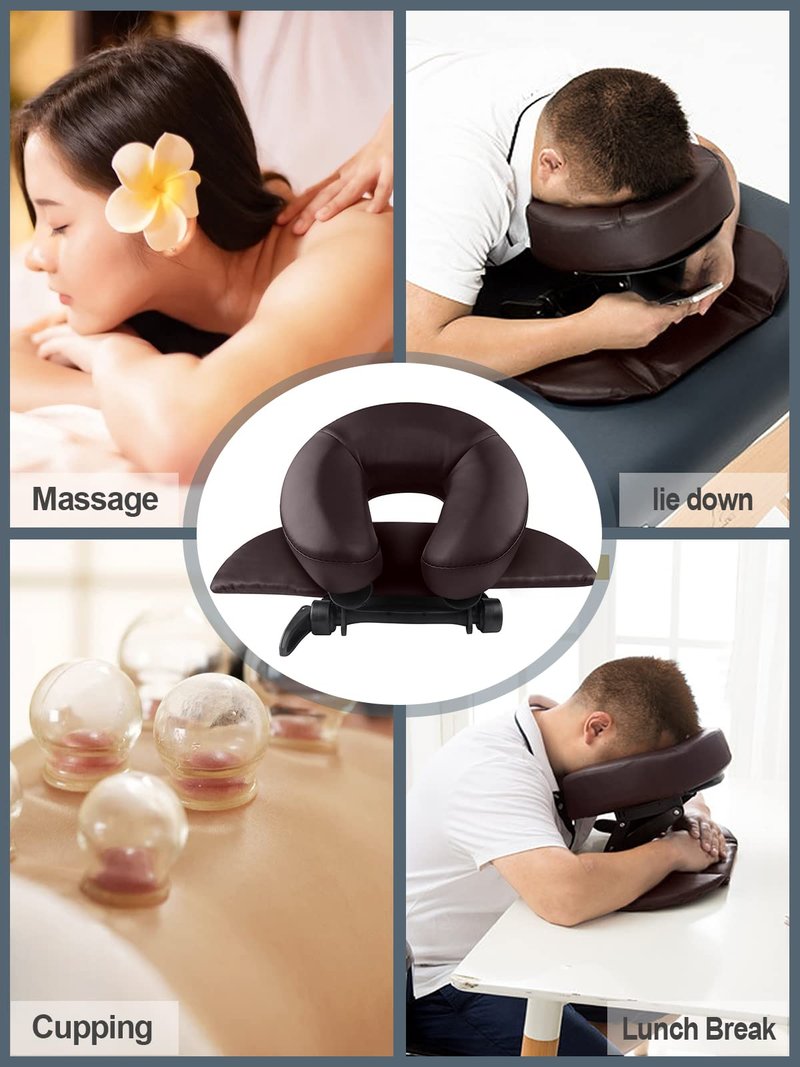 EBANKU Massage Table Face Cradle Cushion, Face Cradle Down Tabletop Massage Kit Adjustable Massage Table Headrest Face Pillow with Platform for Massage Chair SPA Bed (Brown)
