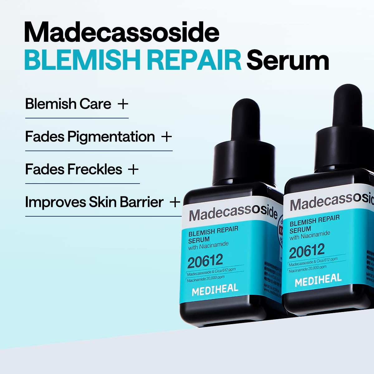MEDIHEAL Madecassoside Blemish Repair Skincare Bundle – Toner Pads (100ct) + Repair Serum + Derma Cream | Centella Asiatica Tone Care, Hydration & Skin Barrier Support