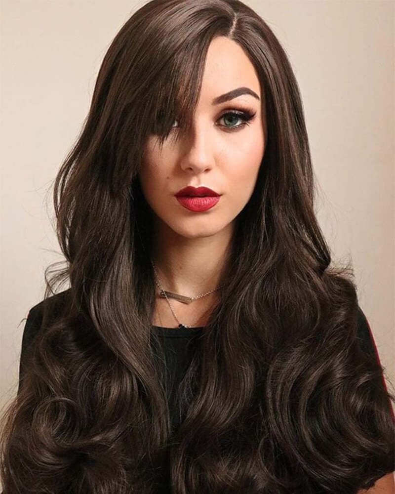 Brown Lace Front Wig for Women - Long Wavy Synthetic Hair, Heat Resistant Fiber | 6# Color
