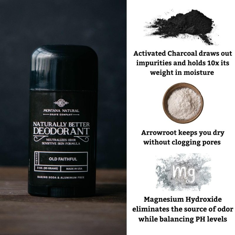 Old Faithful Deodorant - Magnesium & Activated Charcoal for Sensitive Skin - Aluminum-Free, All-Natural | Made in USA (Pack of 2)
