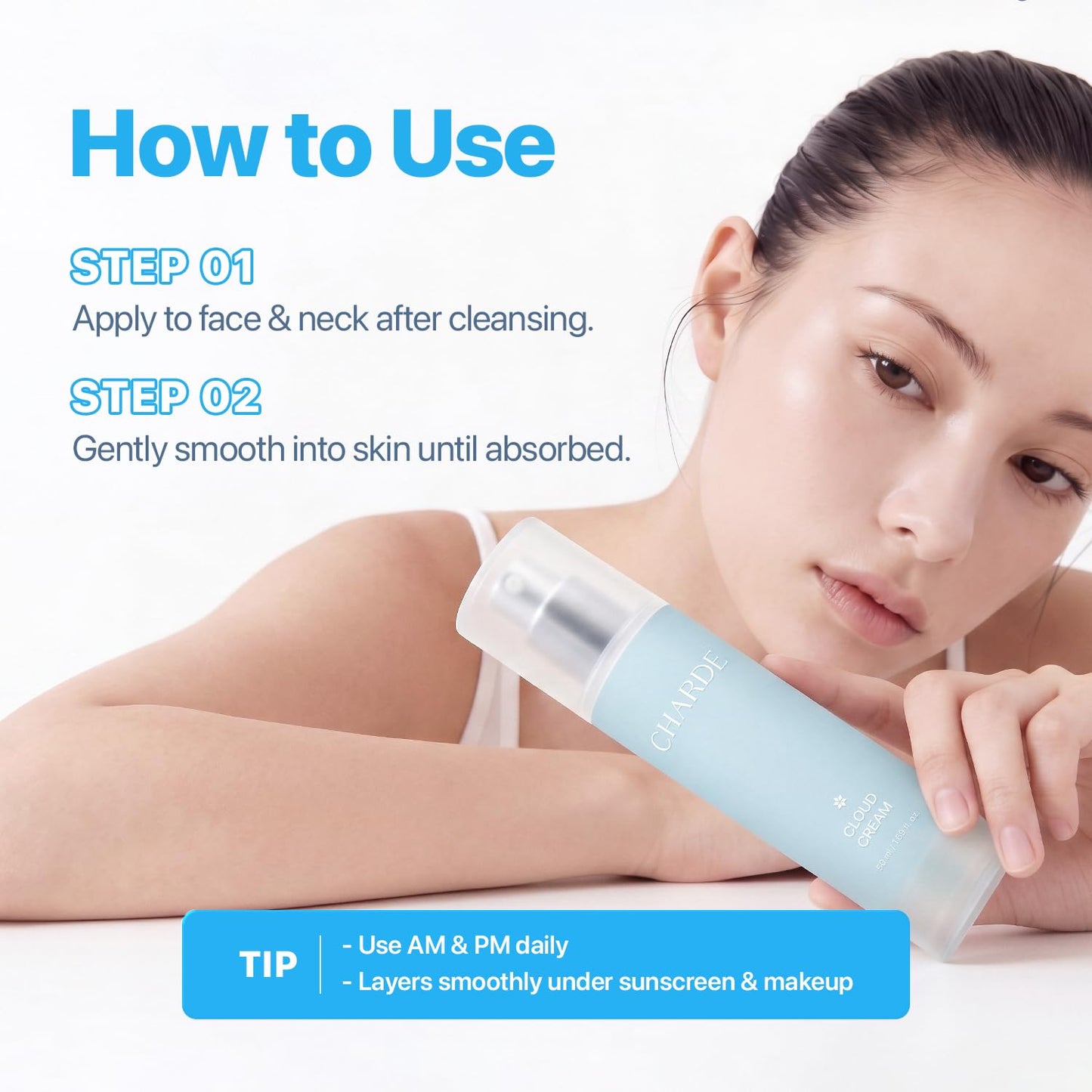 CHARDE Cloud Cream | Korean Gel Moisturizer for Face & Neck | Bioactive Cell Complex + 5-Way Cica + Niacinamide + Adenosine | Pore-Refining, Skin-Firming, Lightweight Daily Cream | 1.69 fl oz