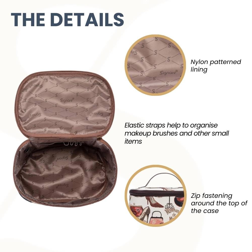 Signare Tapestry Toiletry Bag Makeup Organizer bag for Women with Fashion Boutique Design (TOIL-BOU)