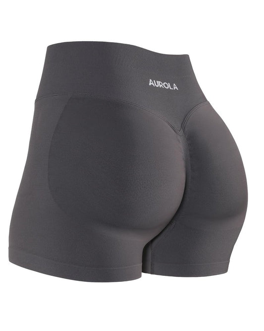 AUROLA Influence Collection Workout Shorts for Women,No Roll Up New Scrunch Seamless Gym Short-2.5" Inseam, Plum Truffle, S