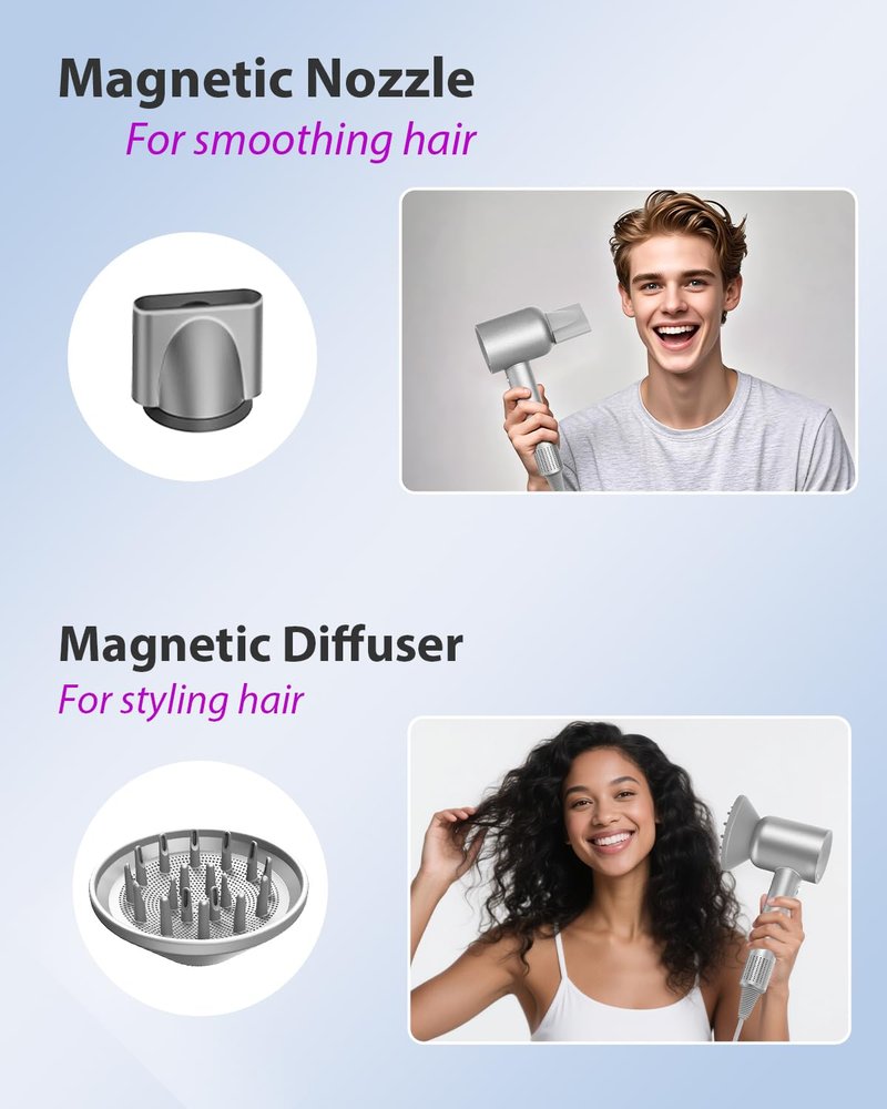 2026 Hair Dryer with Carry Case, 2 Min Fast Drying l 160000 RPM Professional High-Speed Ionic Blow Dryer 200 Millions Negative Ionic l 3 Speeds&3 Teamps, Low Noise Hairdryer with Diffuser Nozzle, Gray