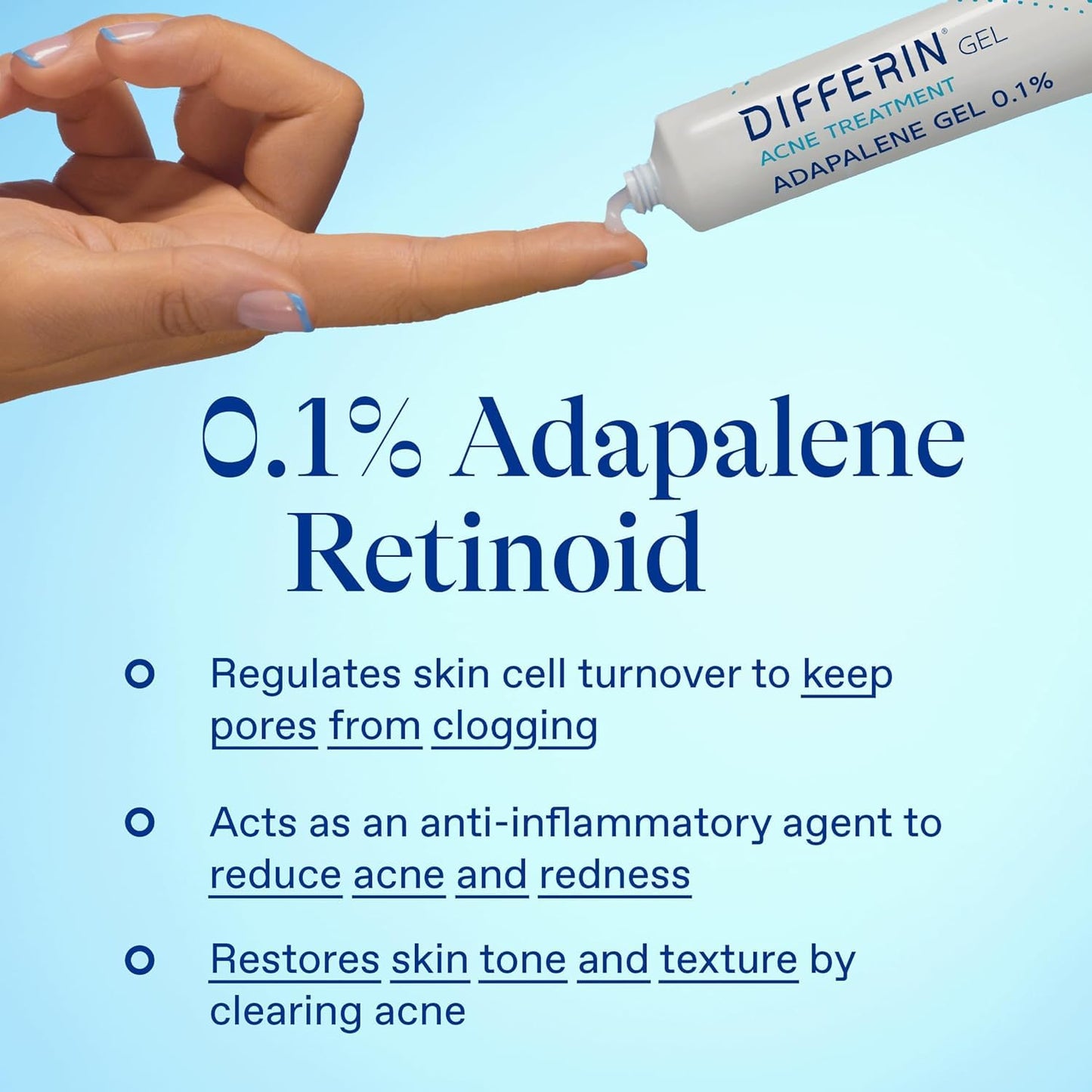 Differin Acne Treatment Gel - 0.1% Adapalene Retinoid for Acne Prone Skin | 15g Tube