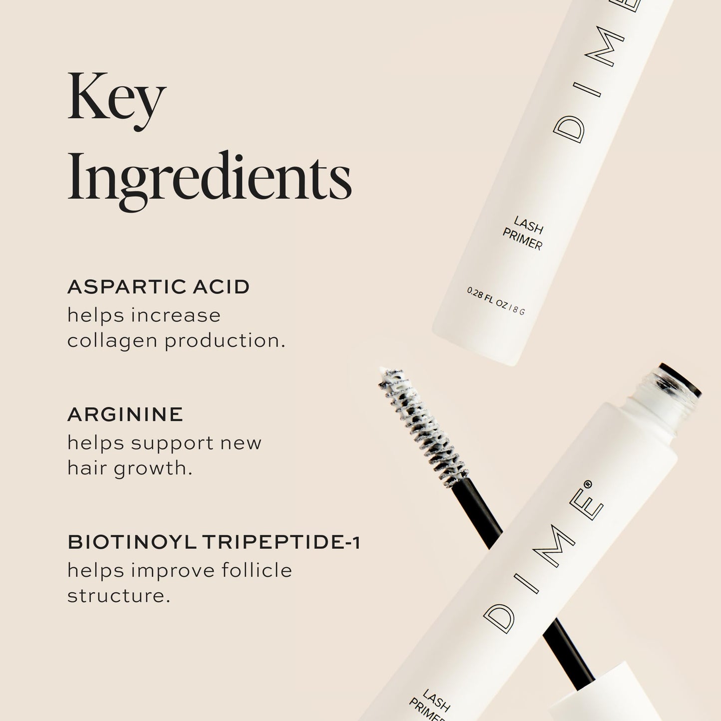 DIME Beauty Lash Primer - White Eyelash Primer with Peptides & Amino Acids, Mascara Primer for Volume and Length, Lash Conditioning Treatment for Fuller, Longer-Looking Lashes, 8 g / 0.28 oz