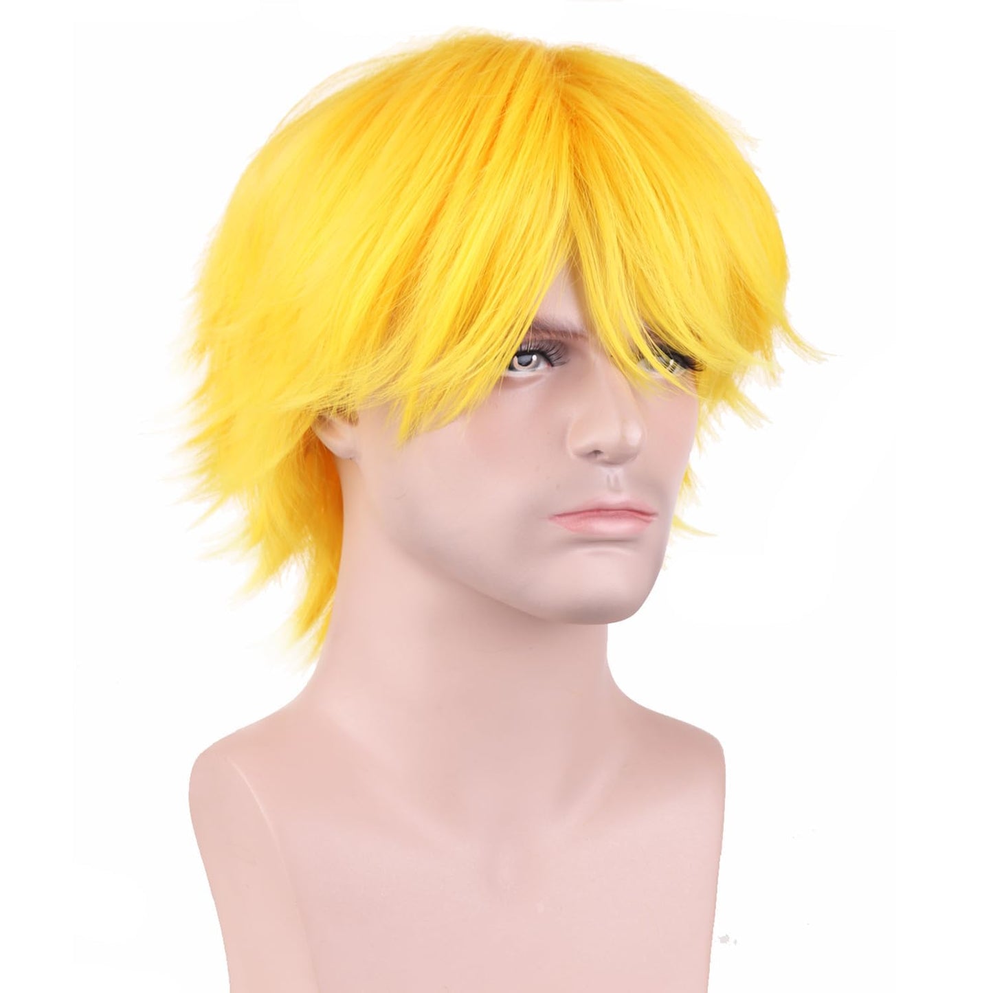 RightOn Yellow Wig Short Yellow Wig for Men and Women Cosplay Halloween Party Hairnet Include