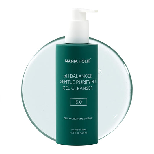 MANIA HOLIC pH Balanced Hydrating Facial Gel Cleanser for Dry and Sensitive Skin, pH Balance 5.0, Purifying Pore Care, Oil Control, Korean Skincare, 6.76 fl oz