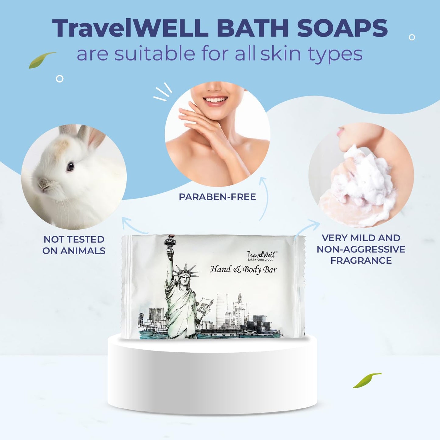 Travelwell Rectangular Bar Soap - Individually Wrapped Hotel-Style Bars - Compact Travel Soap for Toiletry Kits - Bulk Toiletries for Hotels & Care Kits - Pack of One Hundred, 0.5 lb