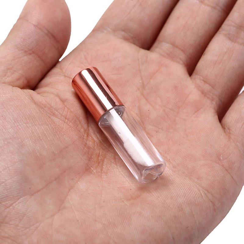 LTKJ 25 Pack 1.2 mL Pretty Empty Lip Gloss Tubes Containers, Clear Mini Refillable Lip Balm Bottles with Rubber Inserts and 3pcs Transfer Pipettes for Lip Samples Travel DIY Makeup (Rose Golden)