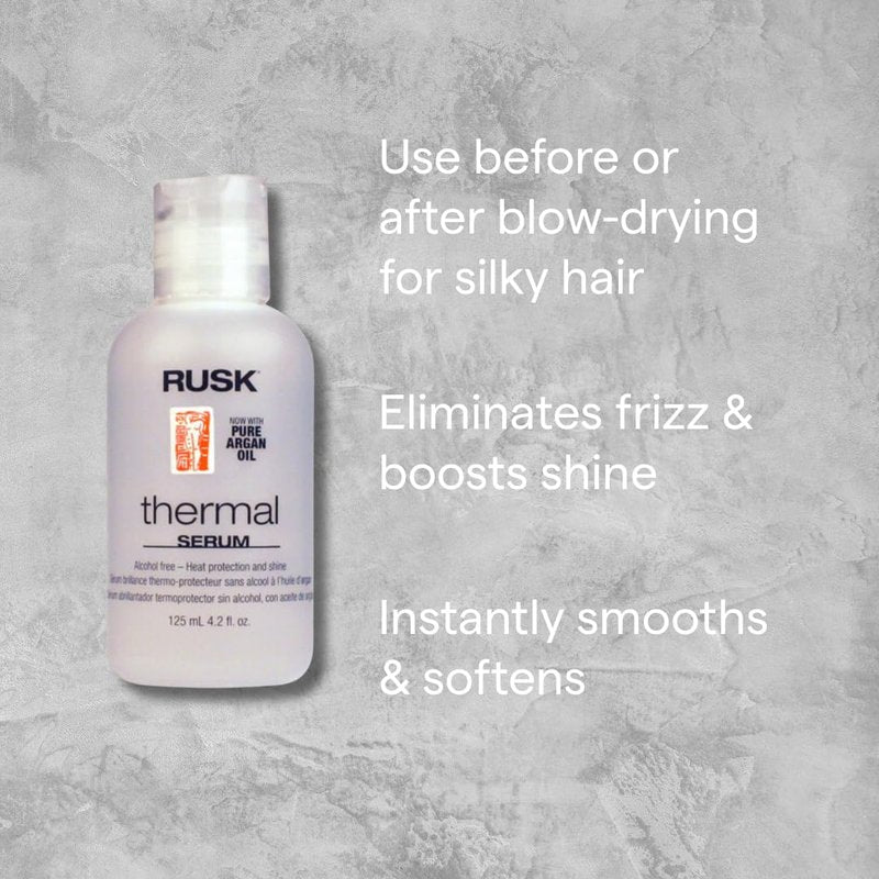 RUSK Thermal Serum | Heat Protectant for Frizz Control & Shine - Lightweight Anti-Humidity Treatment (4 oz)