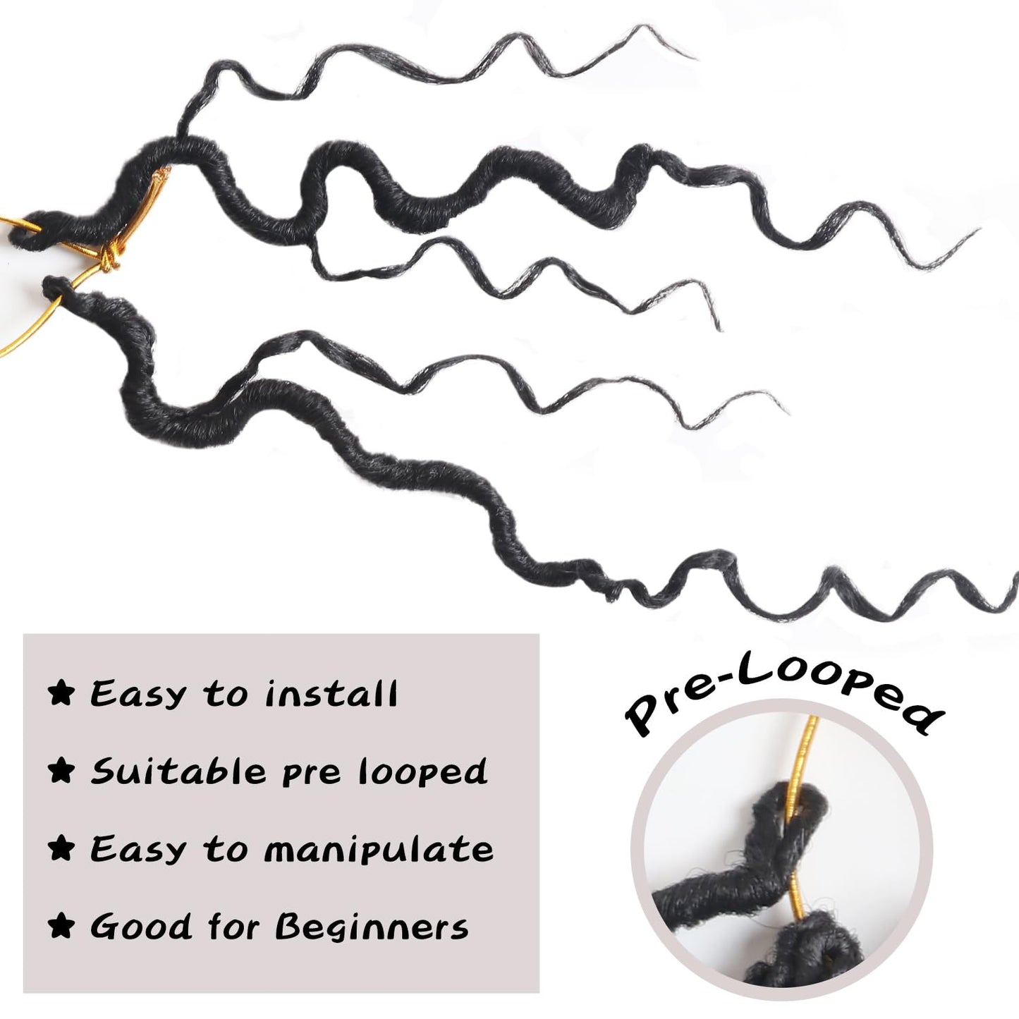 Vemet Goddess Locs Crochet Hair 8 Inch 9 Packs Faux Locs Synthetic Crochet Hair, Boho Style Pre looped crochet with Curly Ends 1B