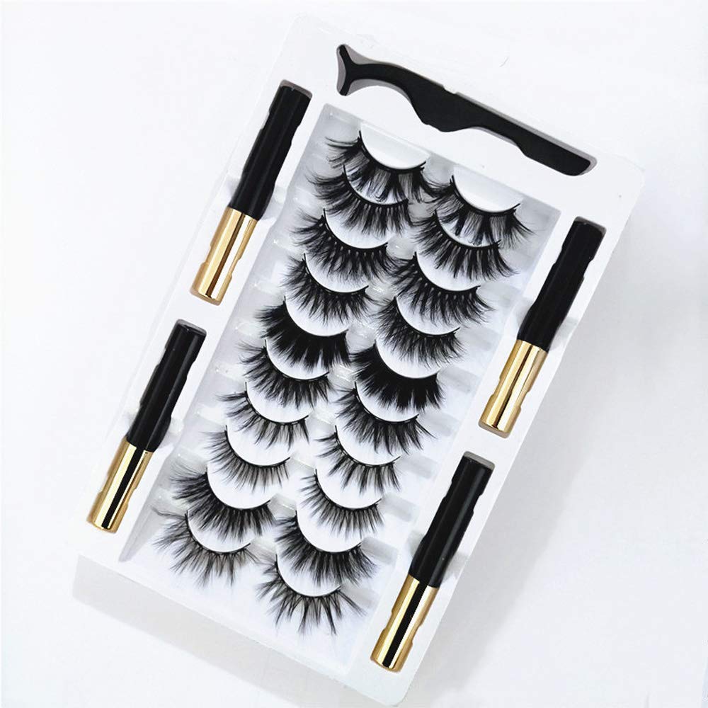 DAODER Magnetic Eyelashes with 4 Tubes Eyeliner Kit Long Magnetic Lashes Wispy 10-20MM Variety Pestañas Postizas Magneticas D Curl 10 Pairs Magnet False Eyelashes for Daily Wear