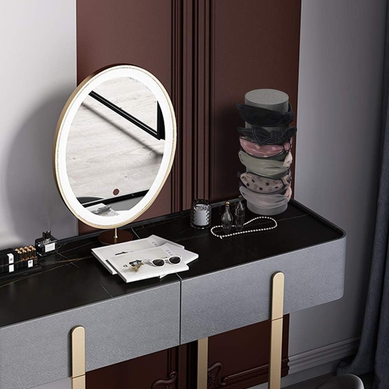 Vertical Headband Holder - Stylish Gray Linen Hairband Display Stand for Accessories & Scrunchies