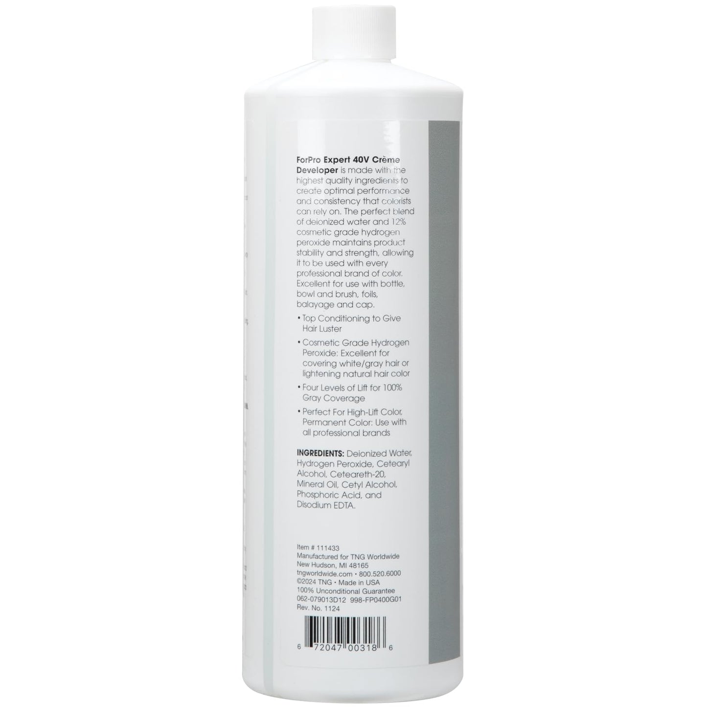 ForPro Expert 40 Volume Crème Developer, 32 Fl Oz – for Hair Lightening, Gray Coverage & Color Deposit with Maximum Lift
