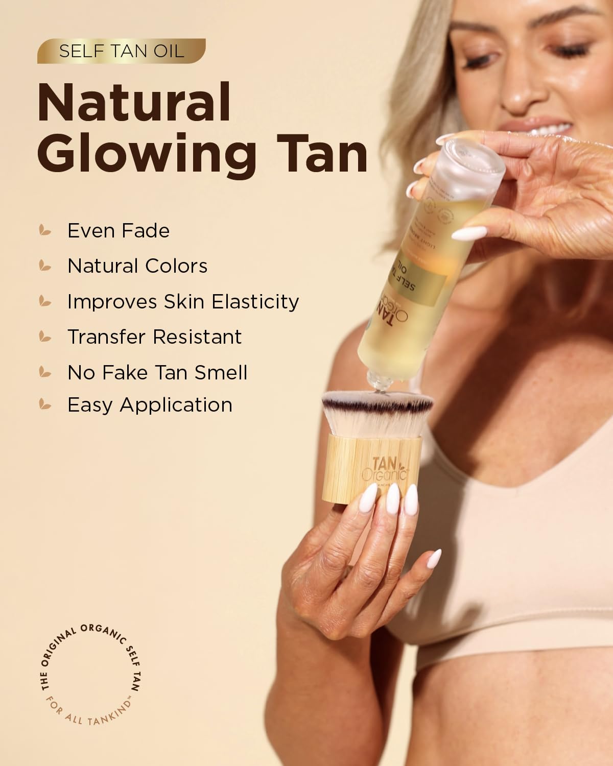 TanOrganic Self Tanning Oil 100ml | Organic Self Tanner for Face & Body | Light Natural-Looking Tan with Vitamin E | No Orange Tint, Streak-Free & Transfer-Resistant