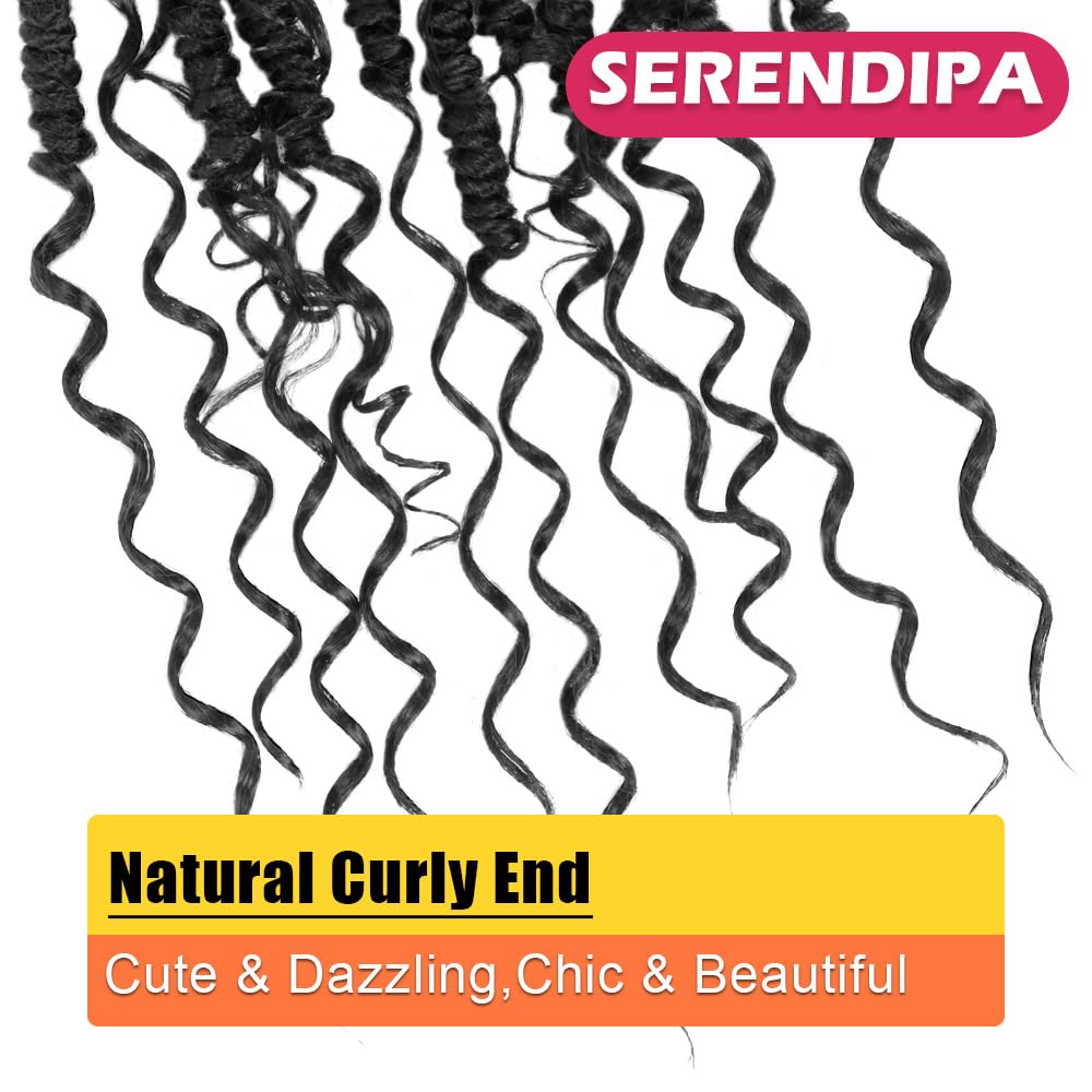 SERENDIPA Passion Twist Hair, 22 Inch Pre Looped Boho Braiding Hair,Goddess Crochet Braids with Curly Ends (8 Packs, 1B)