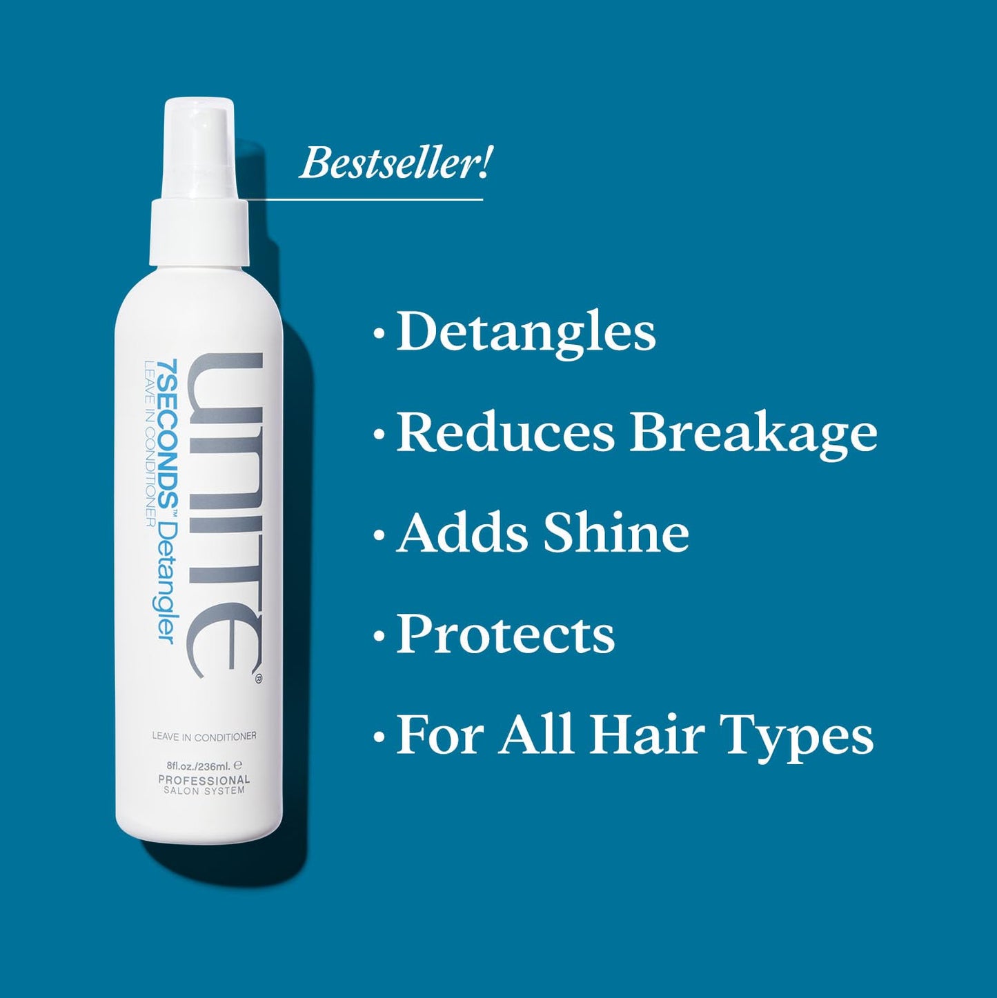 UNITE Hair 7SECONDS Detangler | Travel-Size Leave-In Conditioner that Detangles, Strengthens & Seals the Cuticle with UV/Thermal Protection | 2 Fl Oz