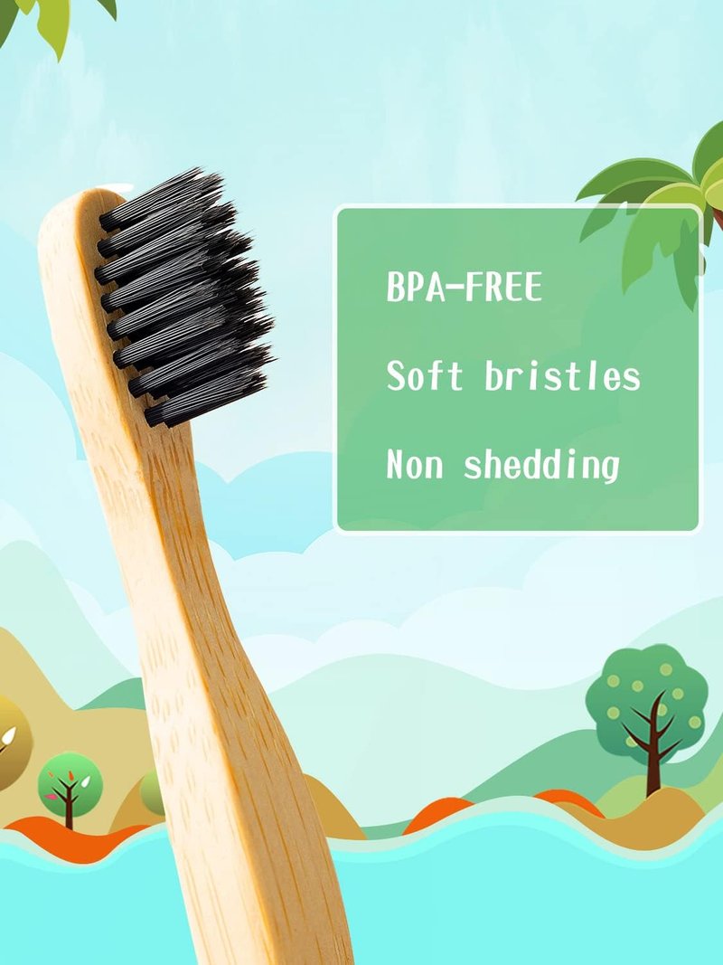 Bamboo Kids Toothbrushes - Eco-Friendly Organic 6-Pack | Biodegradable Soft Bristles for Toddlers