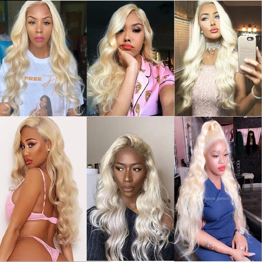 Peenoll Human Hair Bundles 14 16 18 Inch Blonde 613# Body Wave Bundles Human Hair 100% Unprocessed Unprocessed Soft Sewn In Hair for Black Women with Double Weft