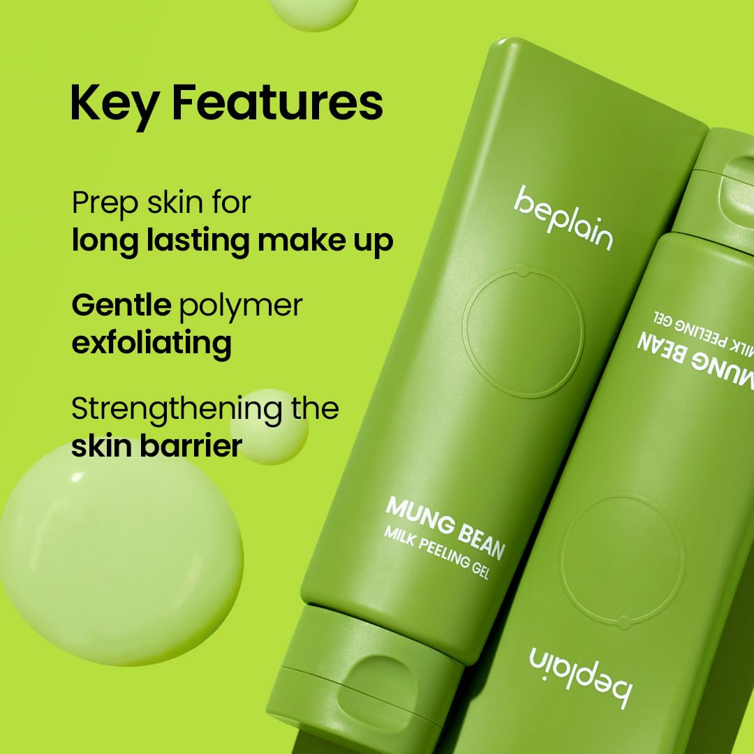 beplain Mung Bean Milk Peeling Gel | Gentle Exfoliator with Hyaluronic Acid | Dead Skin Cell Remover for Smooth Texture | Hydrating Daily Peeling Gel | Korean Skincare | 4.05 fl.oz