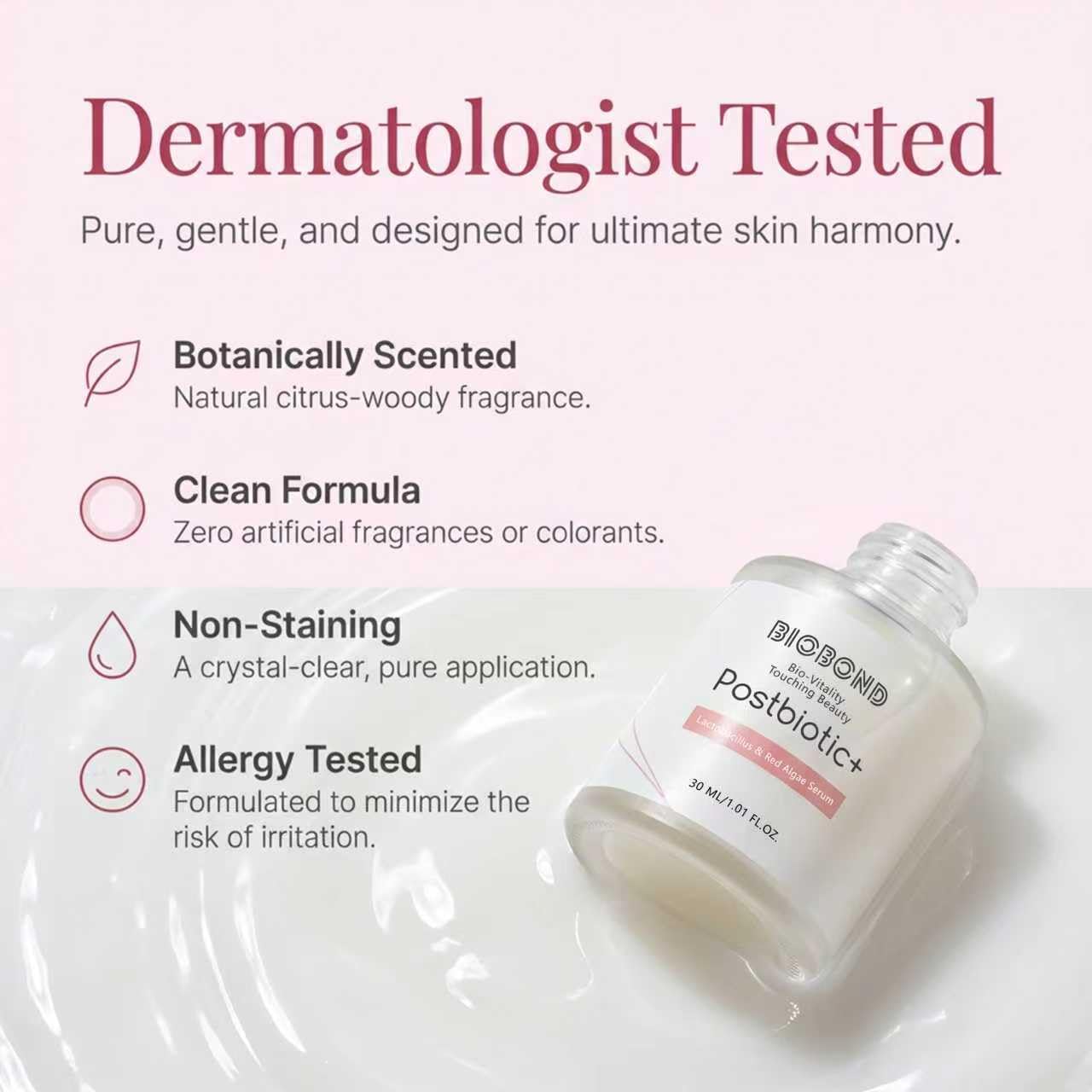 BIOBOND Lactic Acid Exfoliating Serum, For Gentle Resurfacing, Brightening, Hydrating, With Postbiotic Lactobacillus & Centella, Smooth Texture & Pore Minimizer Facial Booster, 1 Fl Oz