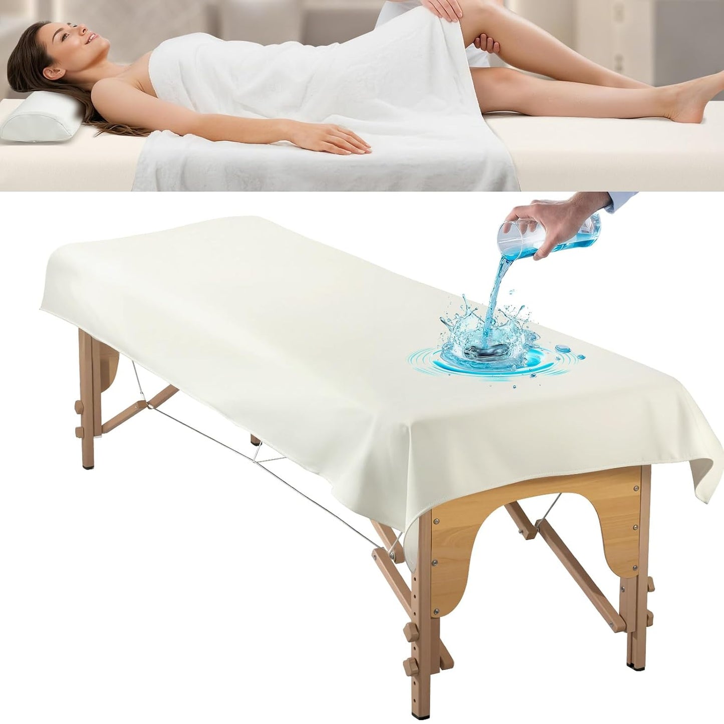 Massage Table Cover - Reusable PU Leather for Esthetician Beds | Waterproof, Easy to Clean, Fits Most Sizes