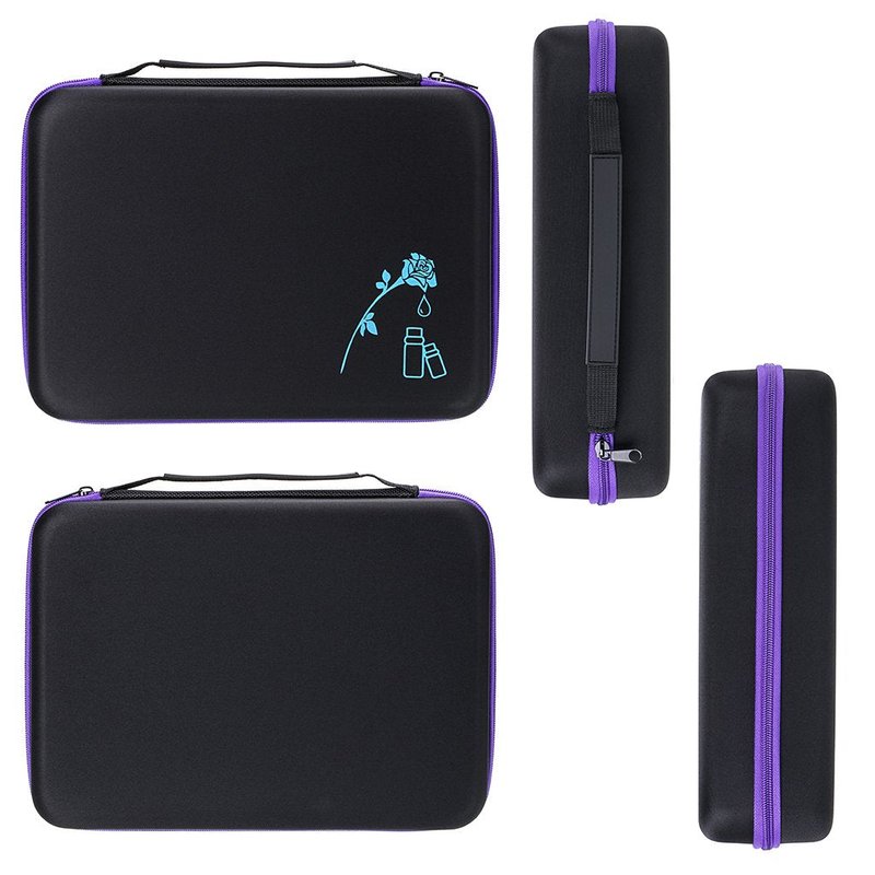 Hipiwe 70 Essential Oils Carrying Case Holds 5ml, 10ml, 15ml Bottles Hard Shell Exterior EVA Essential Oils Storage Organzier Bag with Foam Insert and Carrying Handle, Purple