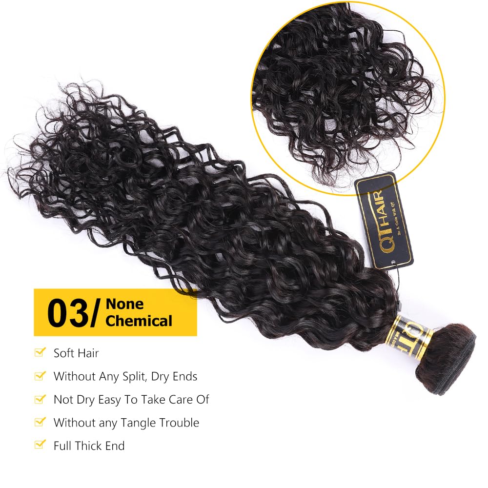 QTHAIR 18A Water Wave Human Hair Bundles Brazilian Virgin Water Wave Curly Human Hair 1 Bundle 100g Unprocessed Human Hair Extension for Black Women