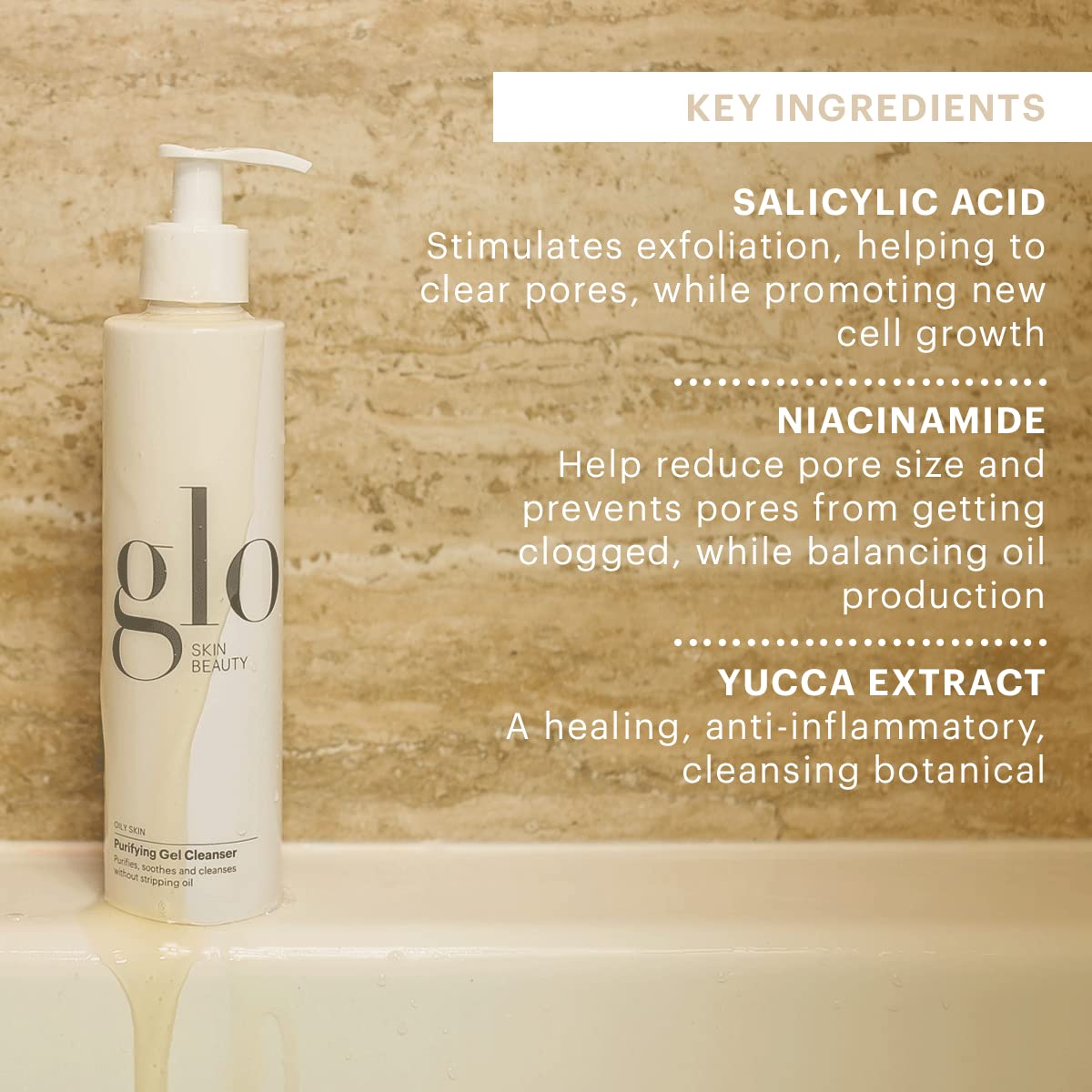 Glo Skin Beauty Purifying Gel Cleanser 6.7 Fl Oz – Salicylic Acid Face Wash with Niacinamide, Gel Face Cleanser for Oil & Combination Skin, Exfoliating Facial Cleanser to Clear Pores & Balance Oil