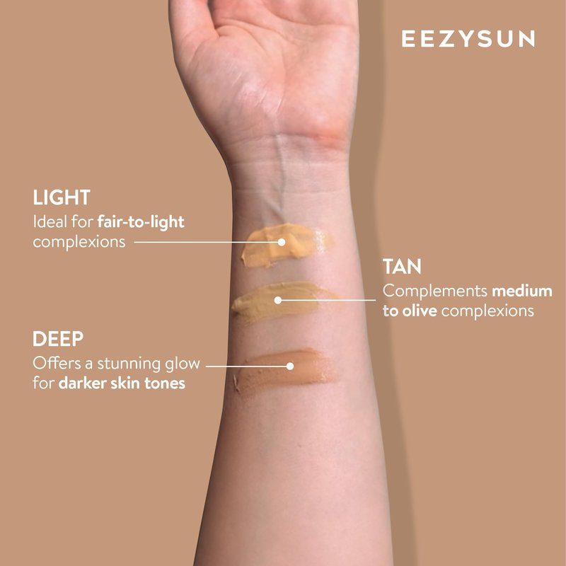 EEZYSUN BARE Tinted Sunscreen for Face SPF 50 - Non-Greasy, Weightless, Water-Resistant, Vegan & Reef-Safe Tinted Moisturizer with SPF, Hyaluronic Acid, Jojoba Oil - All Skin Types, 1.69 fl oz - Tan
