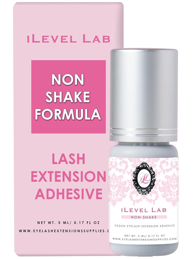 Non Shake Eyelash Extension Glue - Extra Strong Black Adhesive | 0.17 fl. oz (5ml) | 0.5 Sec Dry Time, 4 Weeks Retention